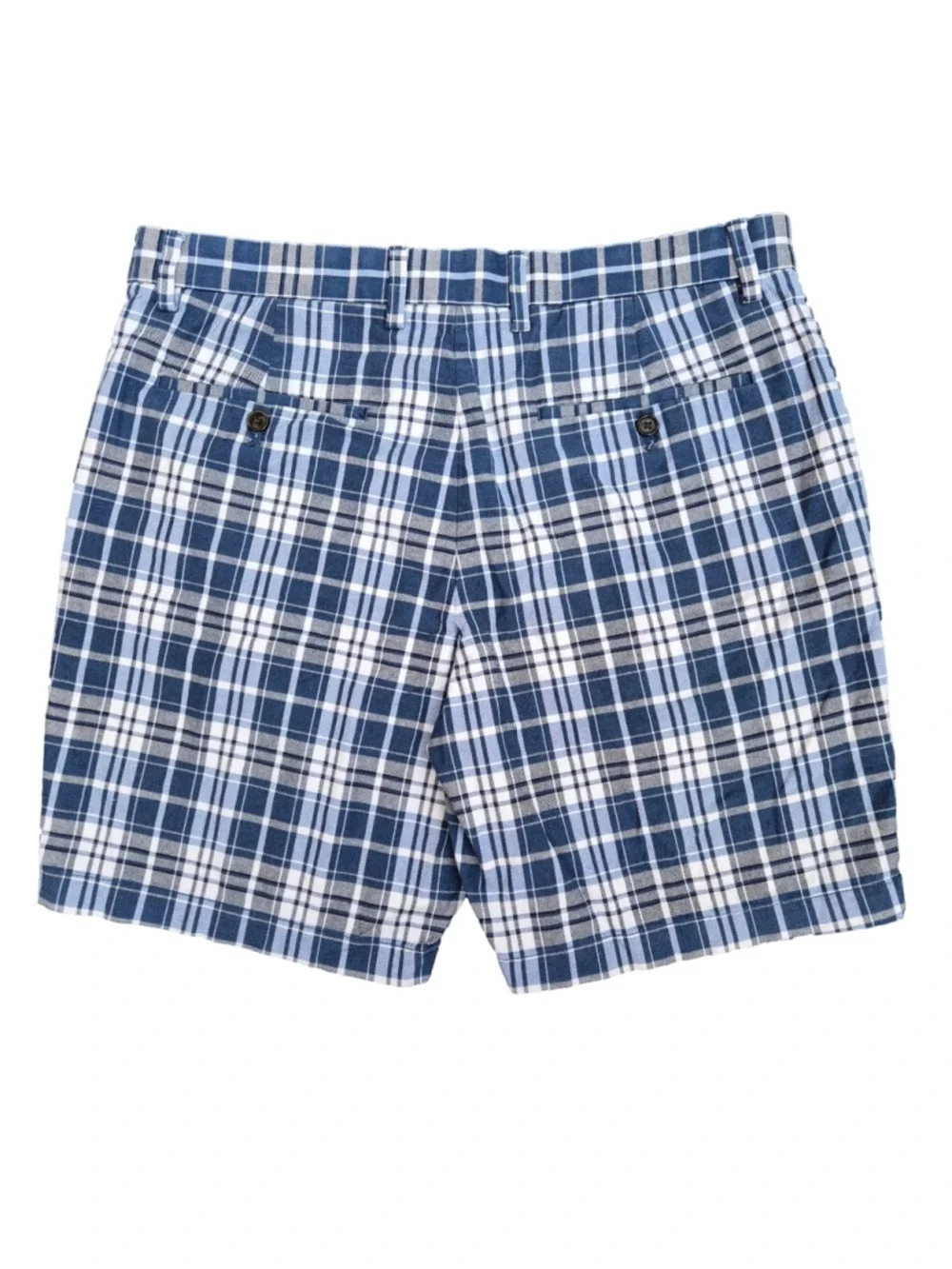 Men's Banana Republic Plaid Flat Front Shorts Blue Waist 35